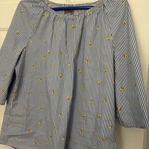 Como Vintage Striped Blue and Yellow Women's Blouse